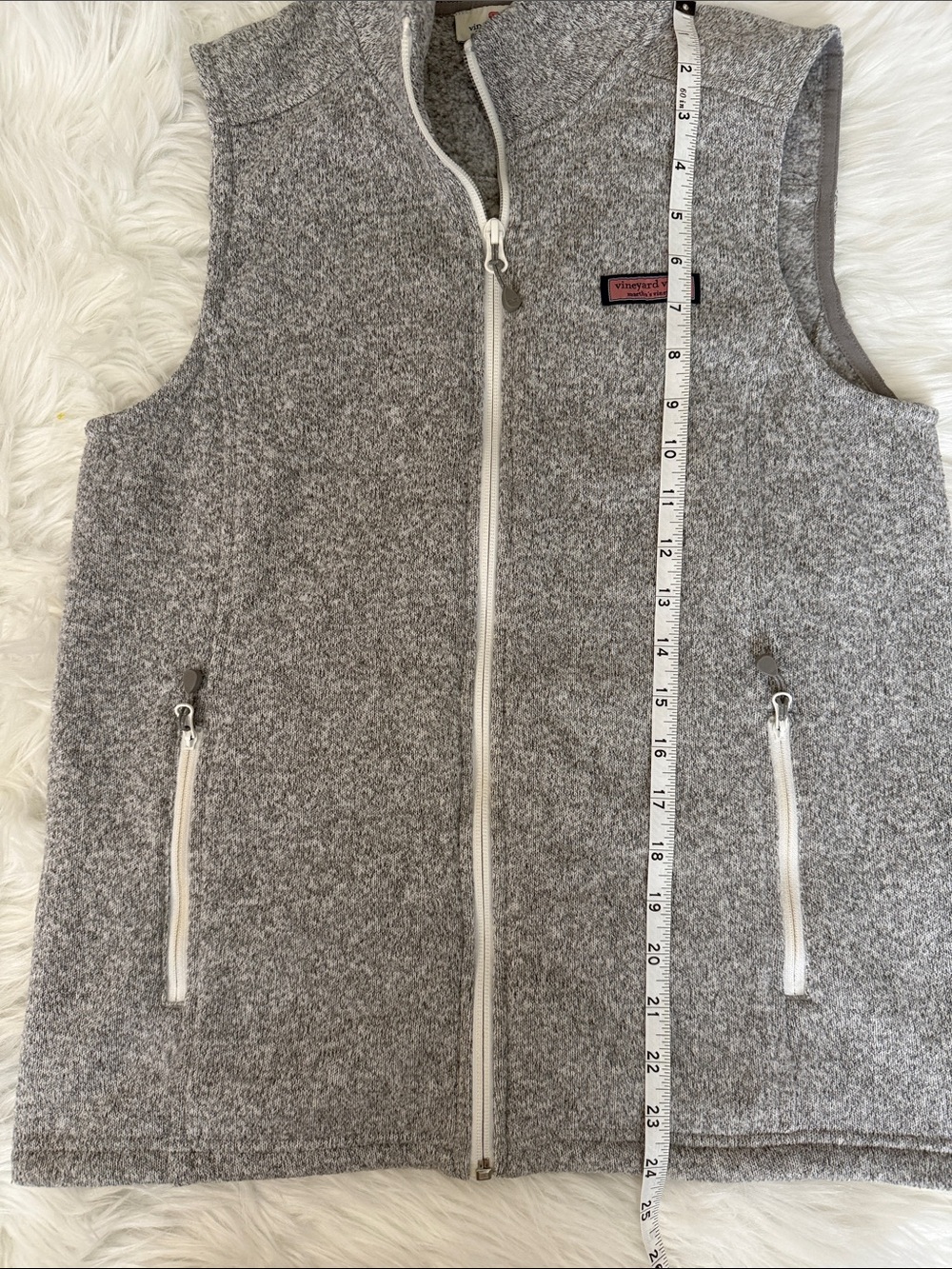 Vineyard Vines Gray Full Zip Fleece Vest Size Small - Picture 7 of 8